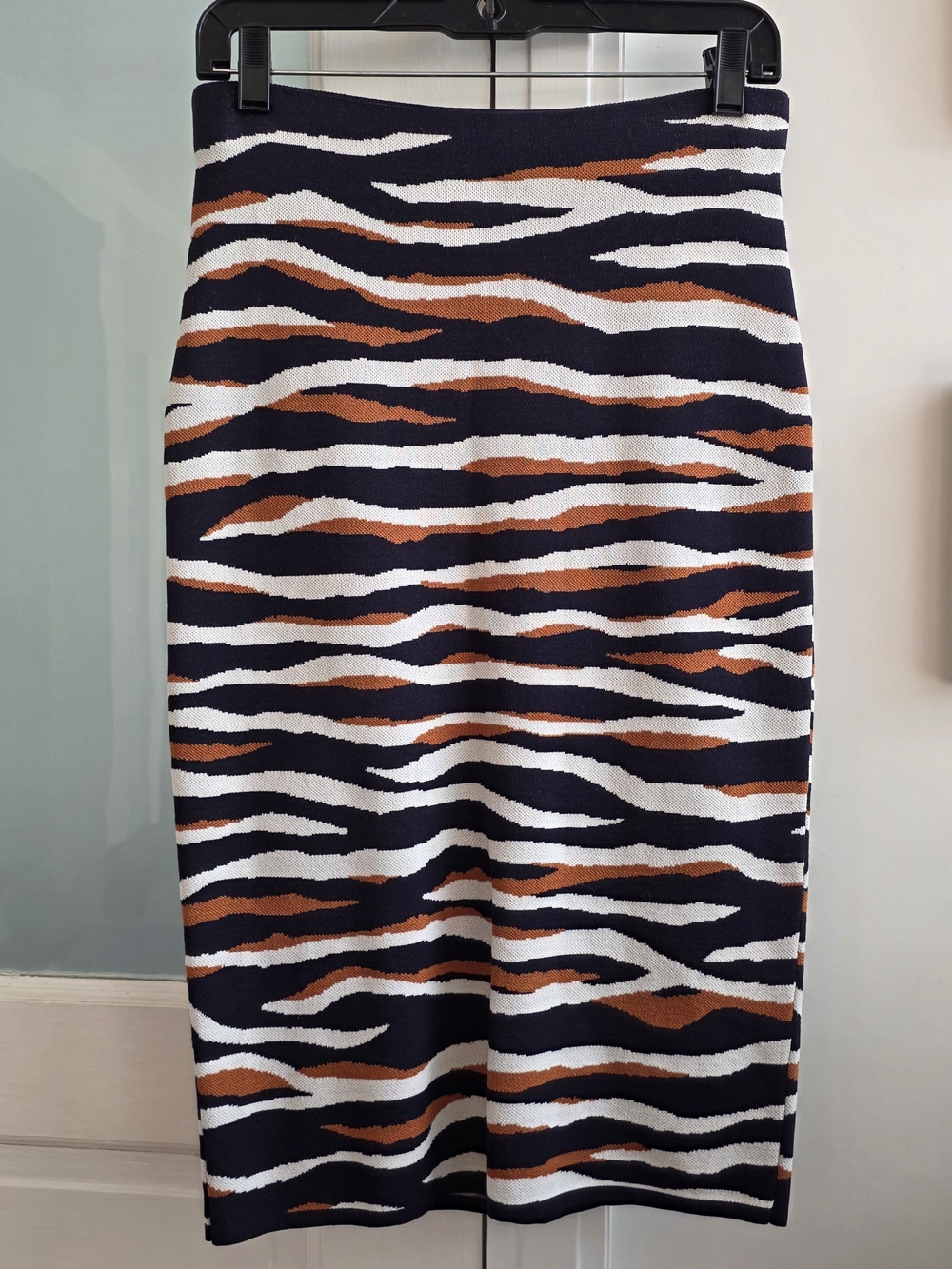 Ann Taylor Zebra-Print Pencil Skirt in Black, White & Brown, Size Small Midi